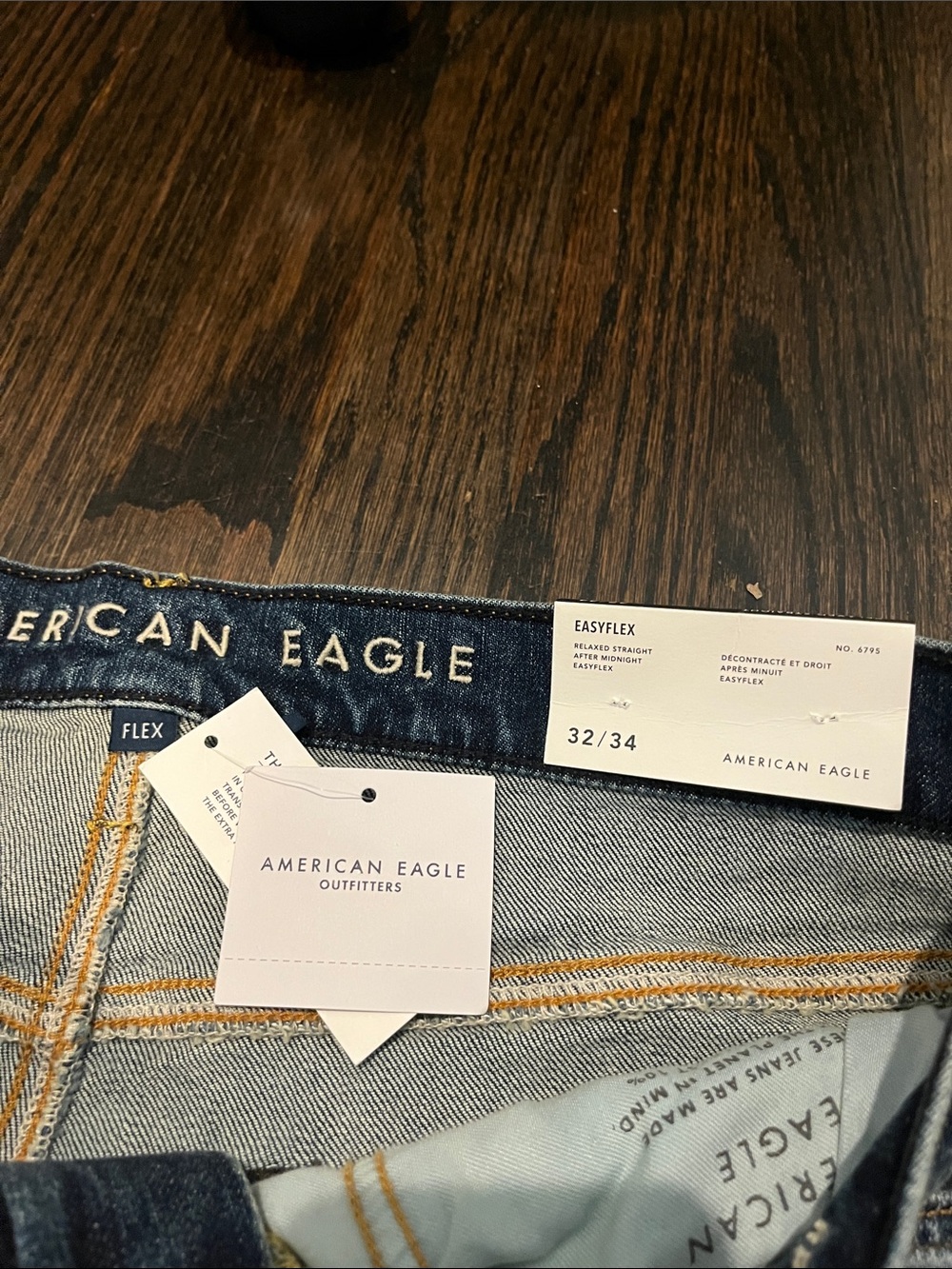 American Eagle NWT Easy Flex Relaxed Straight After Midnight Men’s Jeans 32/34 - Picture 2 of 4